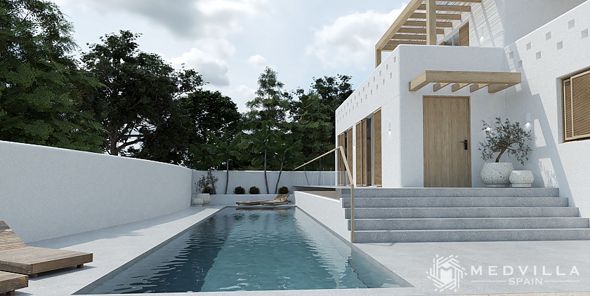 Moderne villa in Ibiza stijl te koop in Moraira in Medvilla Spanje